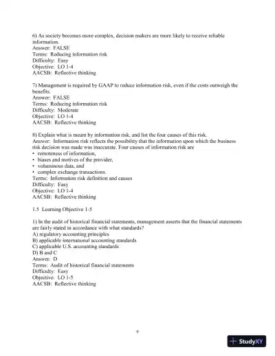 Test Bank for Auditing and Assurance Services, 17th Edition - Page 10 preview image