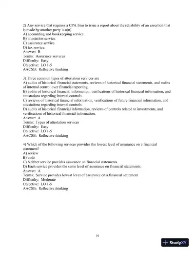 Test Bank for Auditing and Assurance Services, 17th Edition - Page 11 preview image