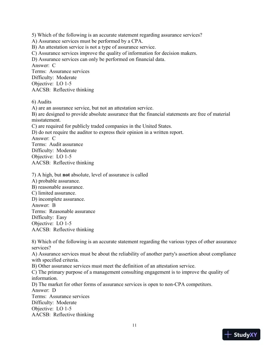 Test Bank for Auditing and Assurance Services, 17th Edition, page 12