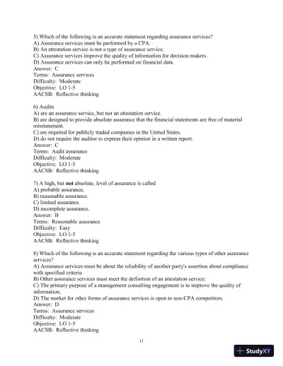 Test Bank for Auditing and Assurance Services, 17th Edition - Page 12 preview image