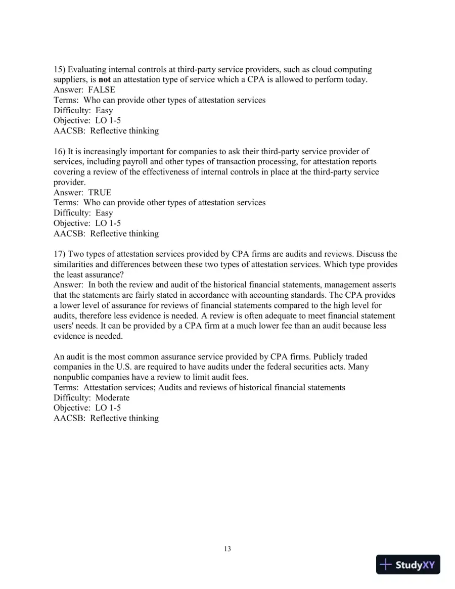 Test Bank for Auditing and Assurance Services, 17th Edition, page 14