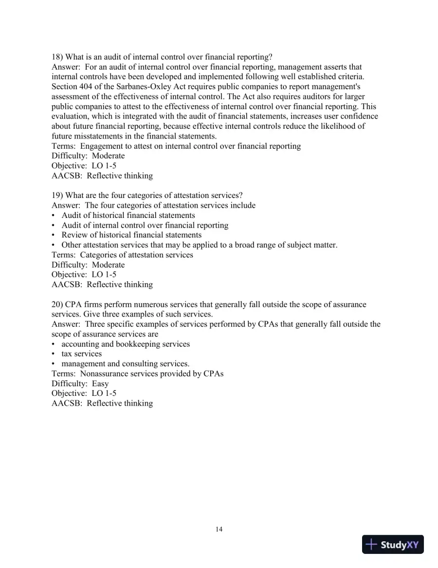 Test Bank for Auditing and Assurance Services, 17th Edition, page 15