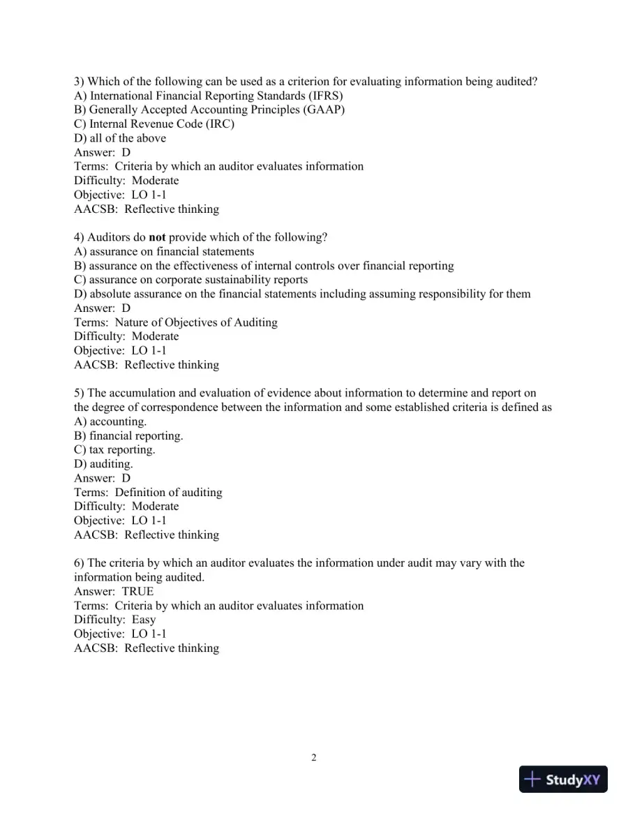 Test Bank for Auditing and Assurance Services, 17th Edition, page 3