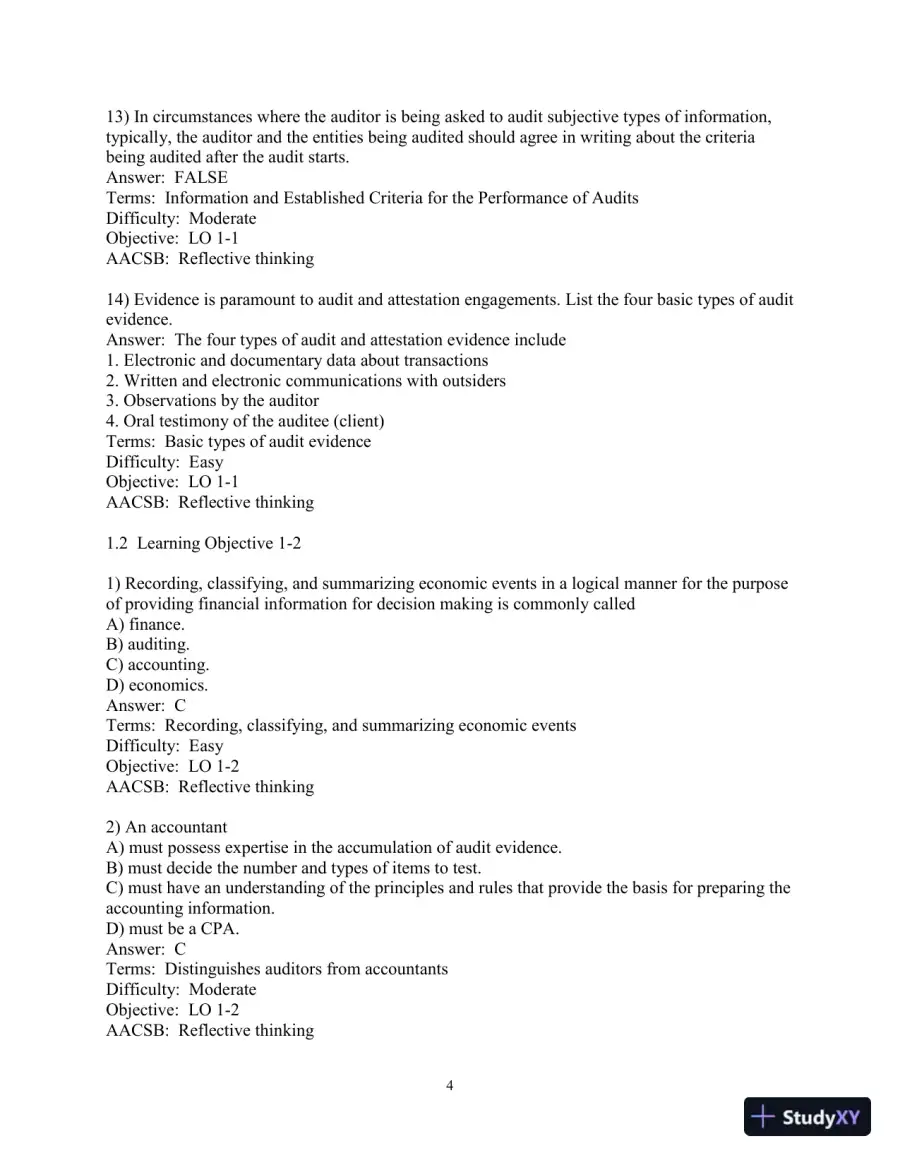 Test Bank for Auditing and Assurance Services, 17th Edition, page 5