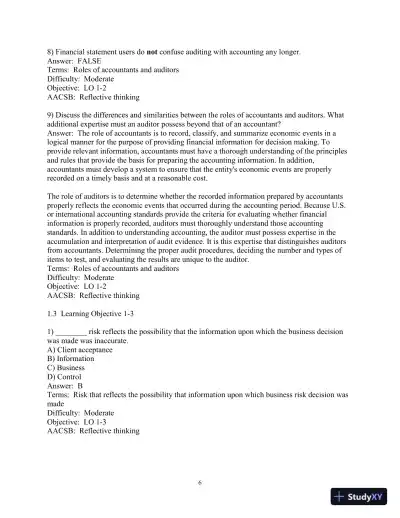 Test Bank for Auditing and Assurance Services, 17th Edition - Page 7 preview image