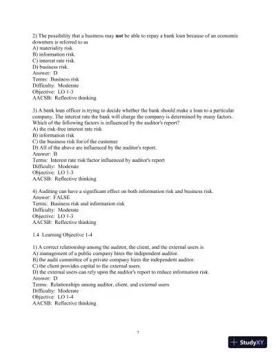 Test Bank for Auditing and Assurance Services, 17th Edition - Page 8 preview image