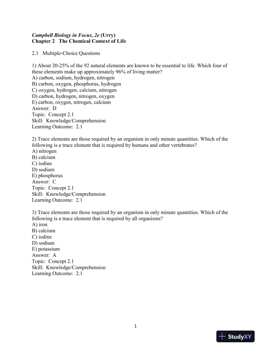 Test Bank For Campbell Biology In Focus, 2nd Edition, page 12