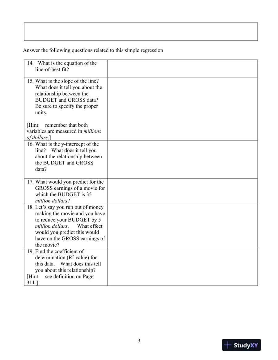 STAT 3001 Week 3 Project Solution Correct Answers, page 4