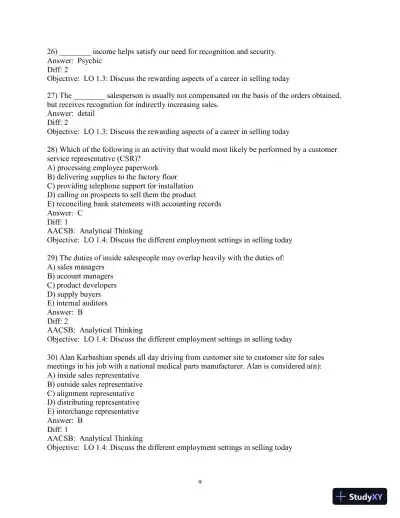 Test Bank for Selling Today: Partnering to Create Value, 14th Edition - Page 10 preview image