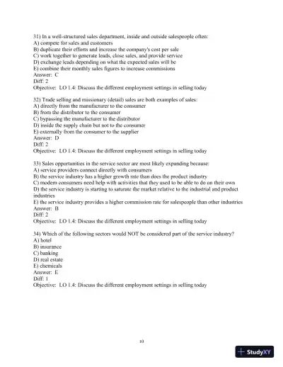 Test Bank for Selling Today: Partnering to Create Value, 14th Edition - Page 11 preview image