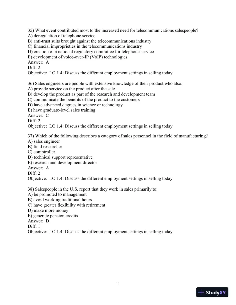 Test Bank for Selling Today: Partnering to Create Value, 14th Edition, page 12