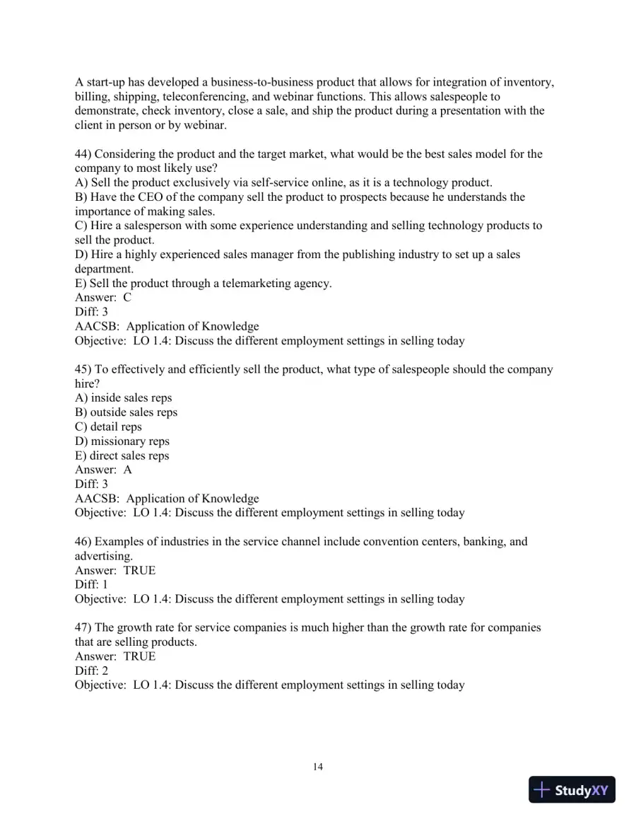 Test Bank for Selling Today: Partnering to Create Value, 14th Edition, page 15