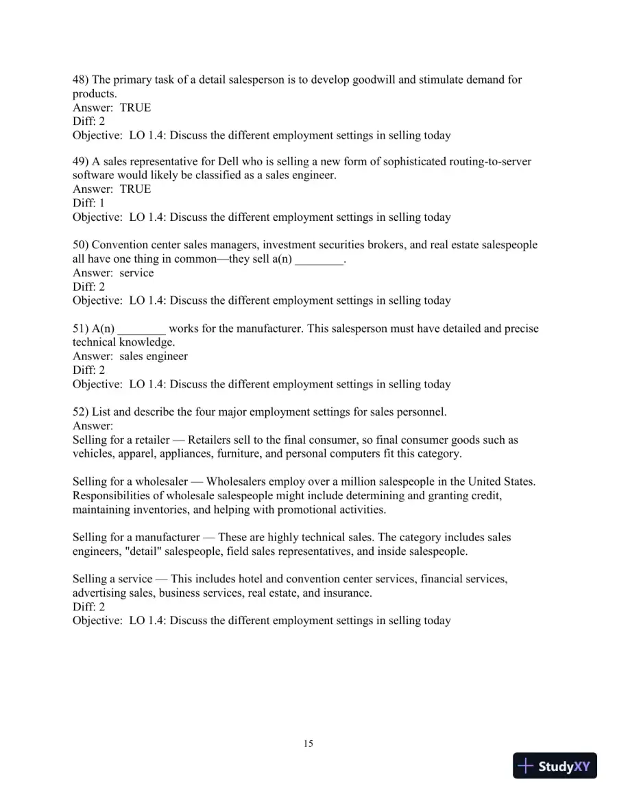 Test Bank for Selling Today: Partnering to Create Value, 14th Edition, page 16