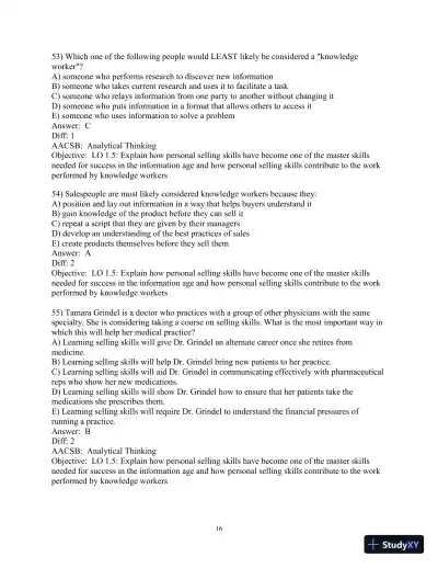 Test Bank for Selling Today: Partnering to Create Value, 14th Edition - Page 17 preview image