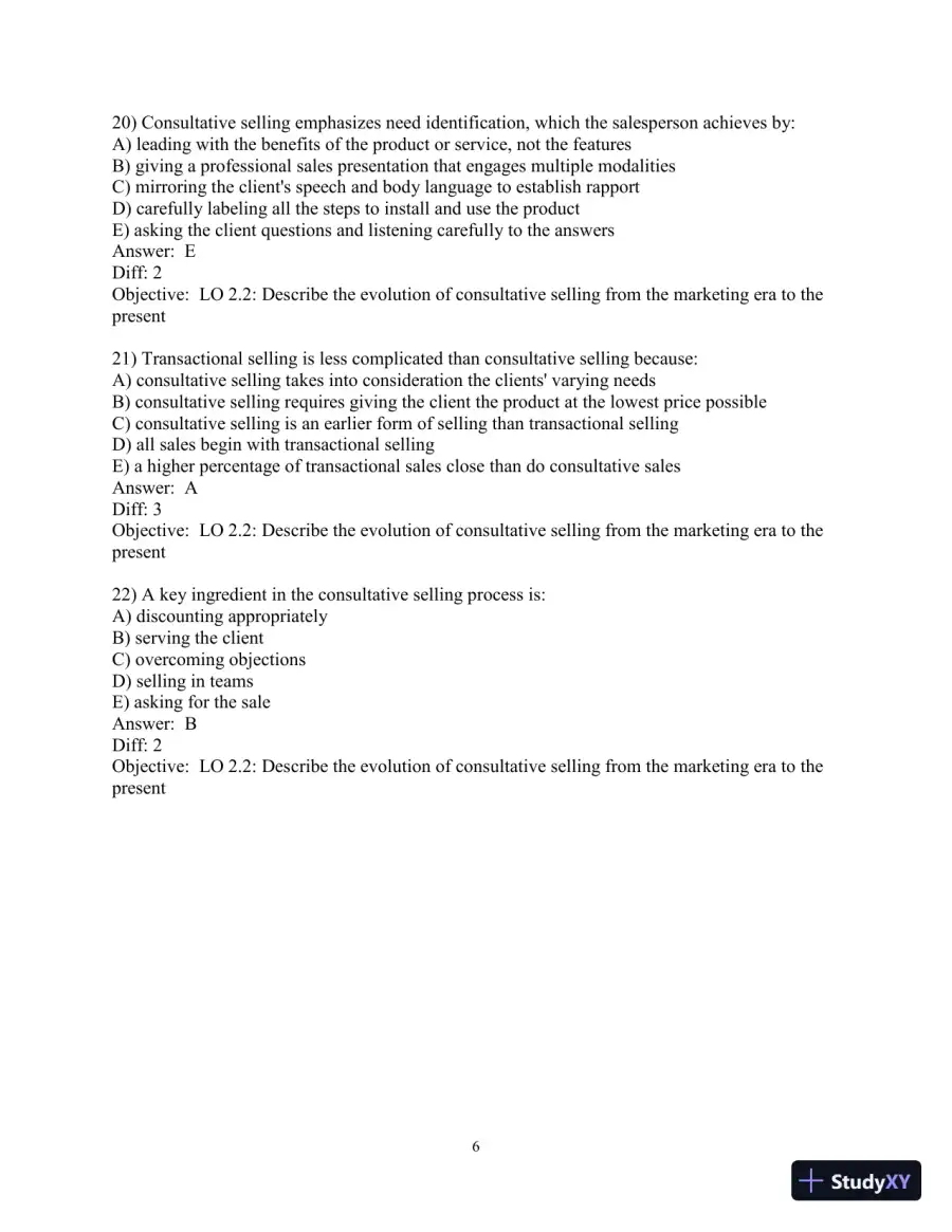 Test Bank for Selling Today: Partnering to Create Value, 14th Edition, page 29