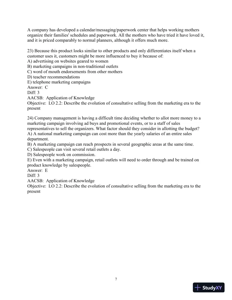 Test Bank for Selling Today: Partnering to Create Value, 14th Edition, page 30