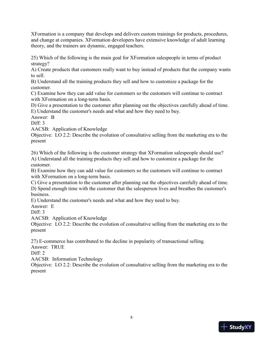 Test Bank for Selling Today: Partnering to Create Value, 14th Edition, page 31