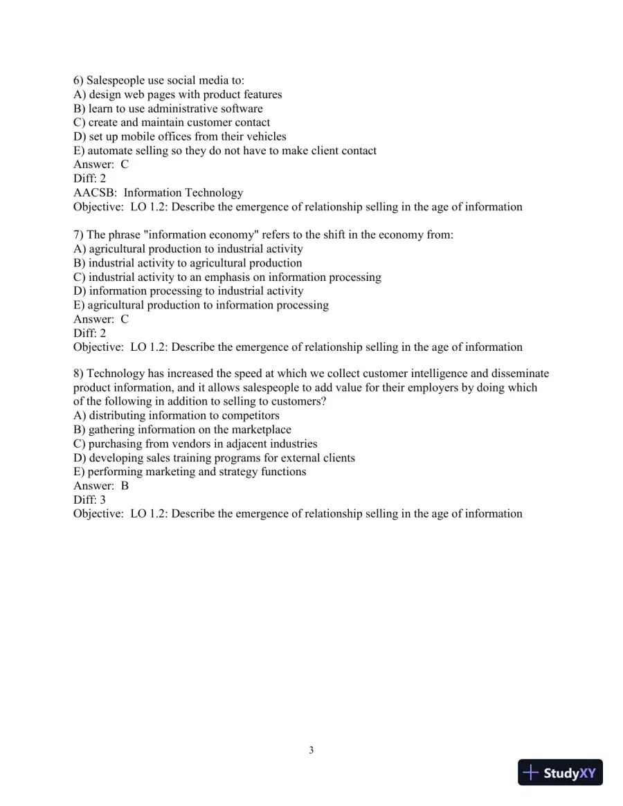 Test Bank for Selling Today: Partnering to Create Value, 14th Edition, page 4