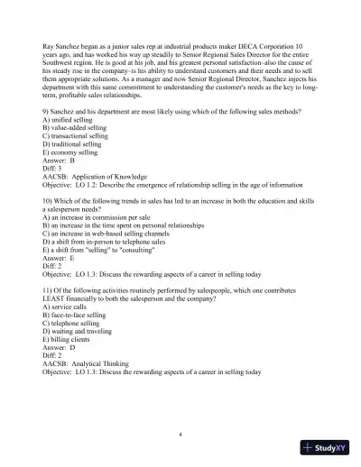 Test Bank for Selling Today: Partnering to Create Value, 14th Edition - Page 5 preview image