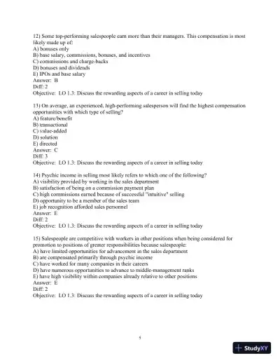 Test Bank for Selling Today: Partnering to Create Value, 14th Edition - Page 6 preview image