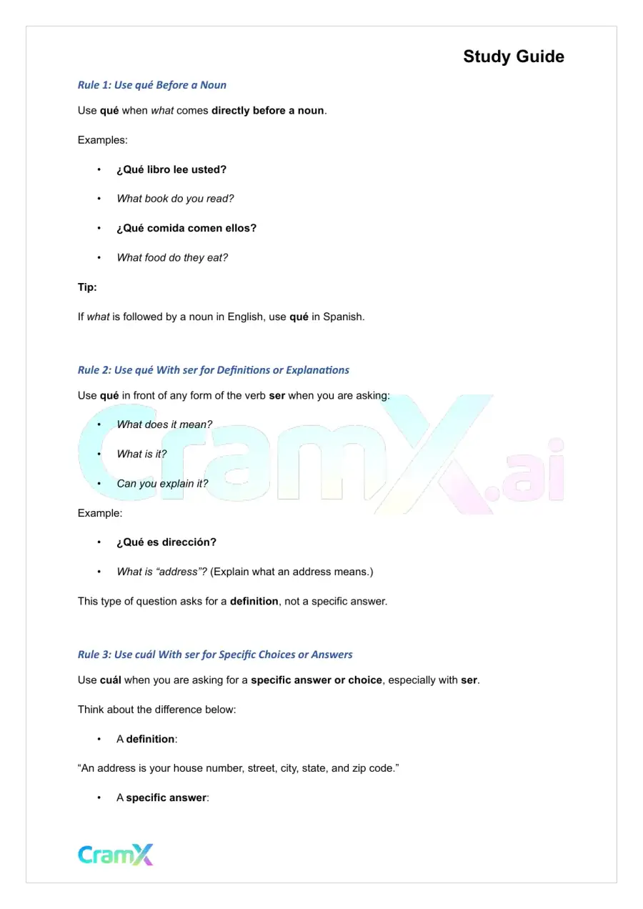 Spanish I - Asking and Answering Questions, page 5