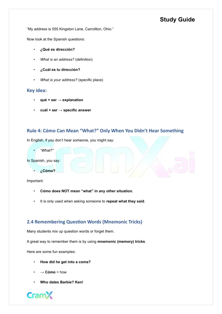 Spanish I - Asking and Answering Questions, page 6