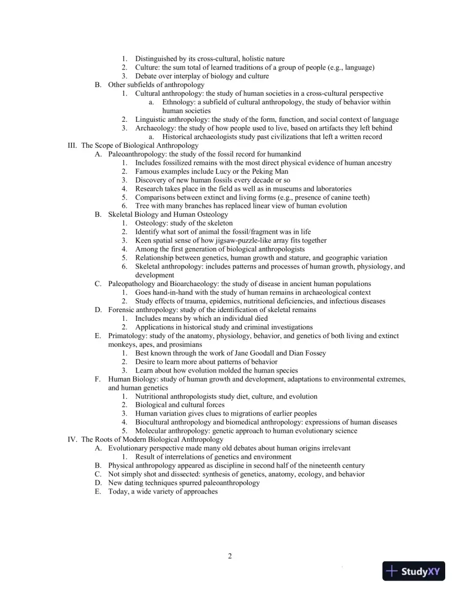 Class Notes for Exploring Biological Anthropology: The Essentials, 4th Edition, page 5