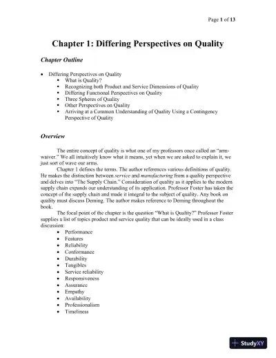 Managing Quality: Integrating the Supply Chain, 6th Edition Solution Manual - Page 1 preview image