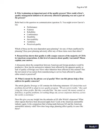 Managing Quality: Integrating the Supply Chain, 6th Edition Solution Manual - Page 7 preview image