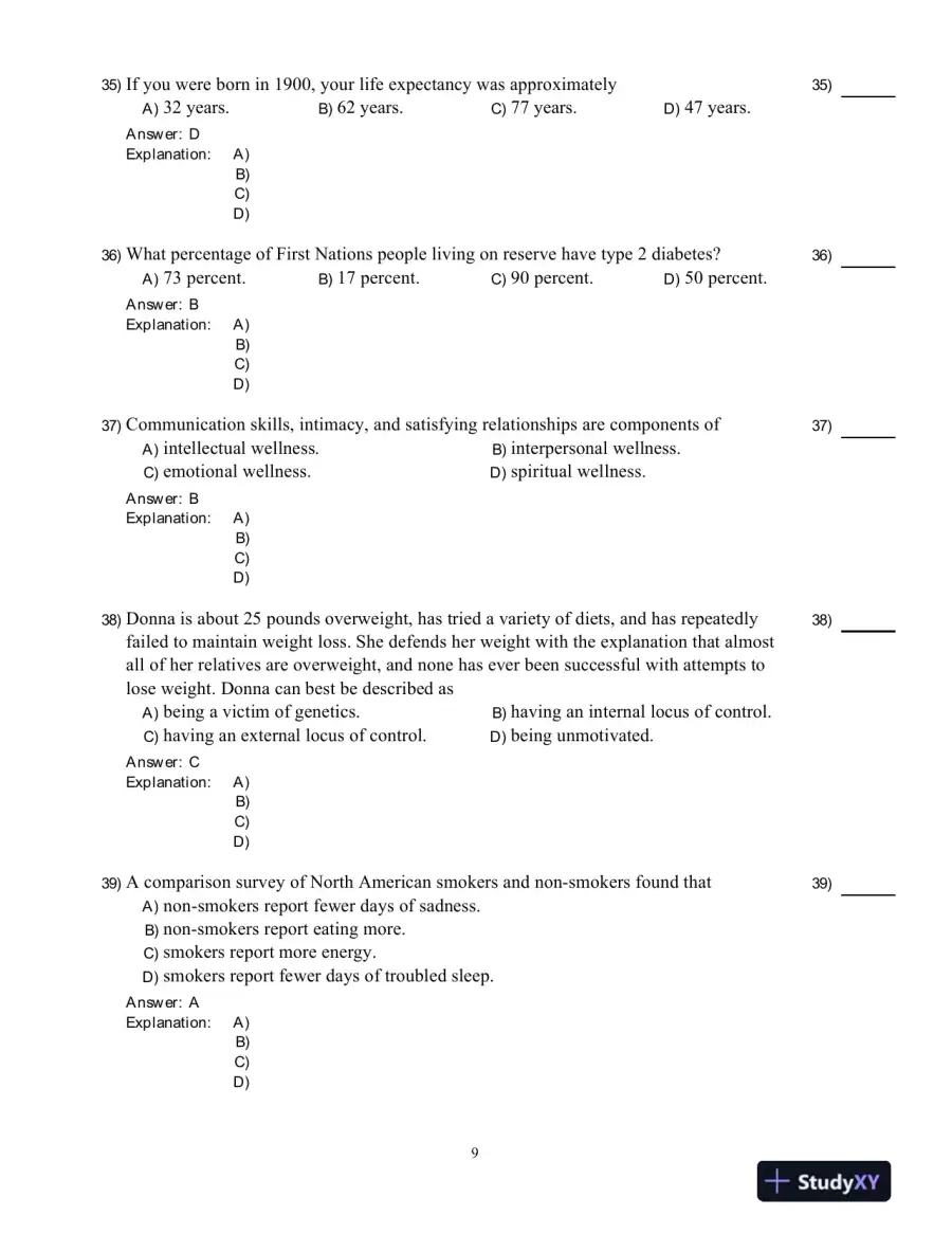 Test Bank for Core Concepts in Health, Second Canadian Edition, page 10