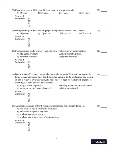 Test Bank for Core Concepts in Health, Second Canadian Edition - Page 10 preview image