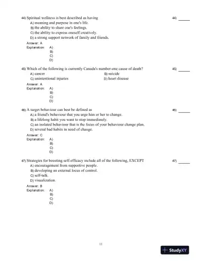 Test Bank for Core Concepts in Health, Second Canadian Edition - Page 12 preview image