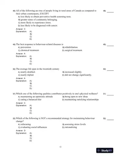 Test Bank for Core Concepts in Health, Second Canadian Edition - Page 13 preview image