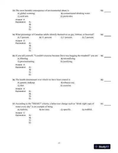 Test Bank for Core Concepts in Health, Second Canadian Edition - Page 14 preview image