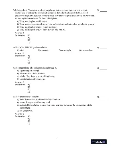 Test Bank for Core Concepts in Health, Second Canadian Edition - Page 3 preview image