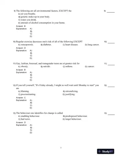 Test Bank for Core Concepts in Health, Second Canadian Edition - Page 4 preview image