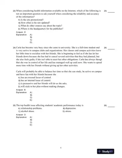 Test Bank for Core Concepts in Health, Second Canadian Edition - Page 7 preview image