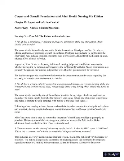 Solution Manual For Foundations and Adult Health Nursing, 8th Edition - Page 1 preview image