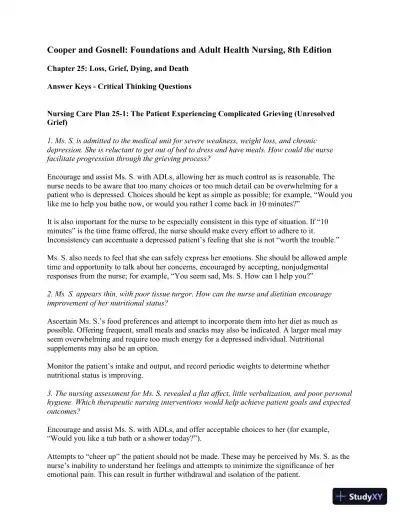 Solution Manual For Foundations and Adult Health Nursing, 8th Edition - Page 12 preview image