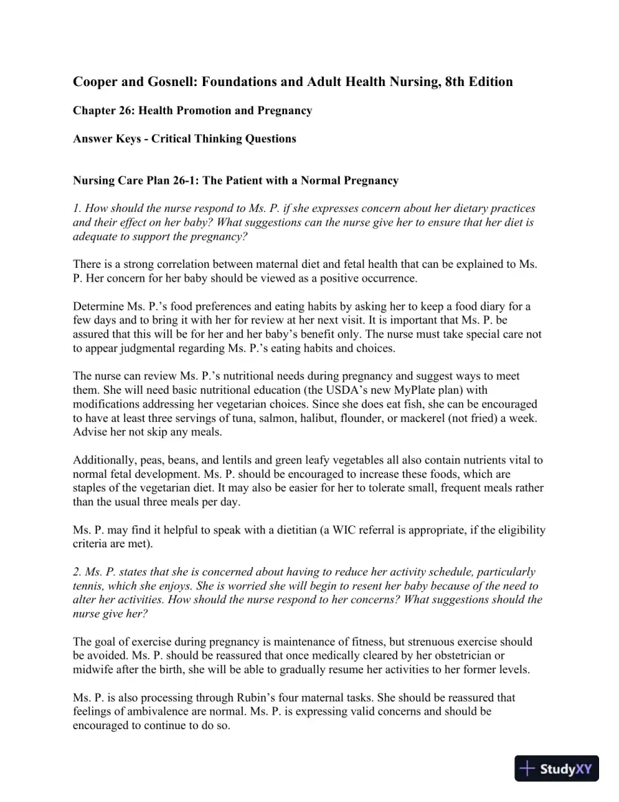 Solution Manual For Foundations and Adult Health Nursing, 8th Edition, page 14