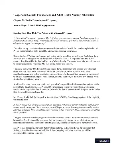 Solution Manual For Foundations and Adult Health Nursing, 8th Edition - Page 14 preview image