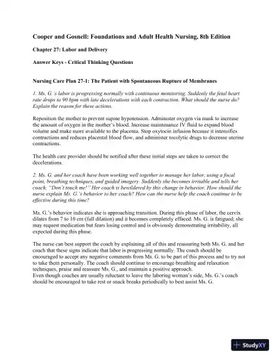 Solution Manual For Foundations and Adult Health Nursing, 8th Edition - Page 15 preview image