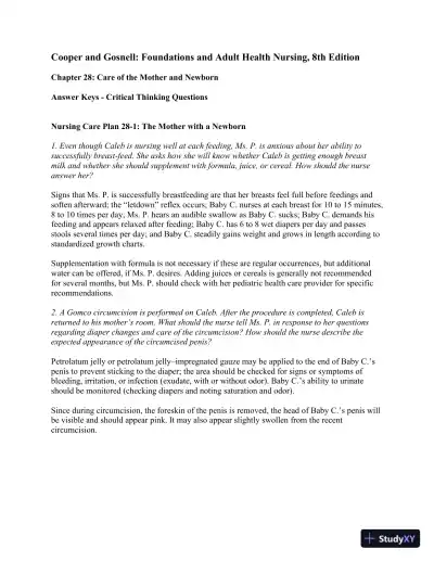 Solution Manual For Foundations and Adult Health Nursing, 8th Edition - Page 16 preview image