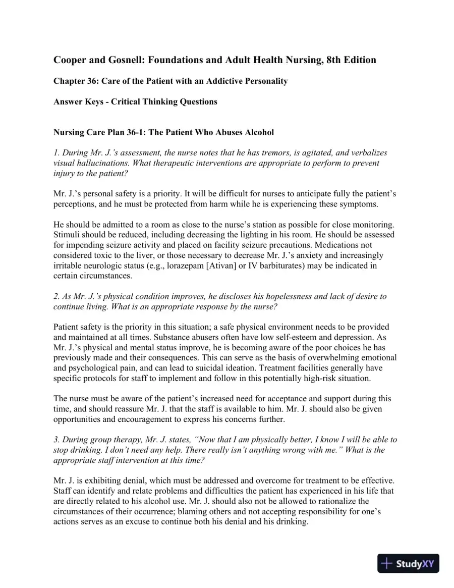 Solution Manual For Foundations and Adult Health Nursing, 8th Edition, page 21