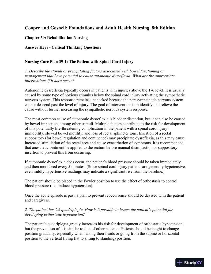 Solution Manual For Foundations and Adult Health Nursing, 8th Edition, page 23