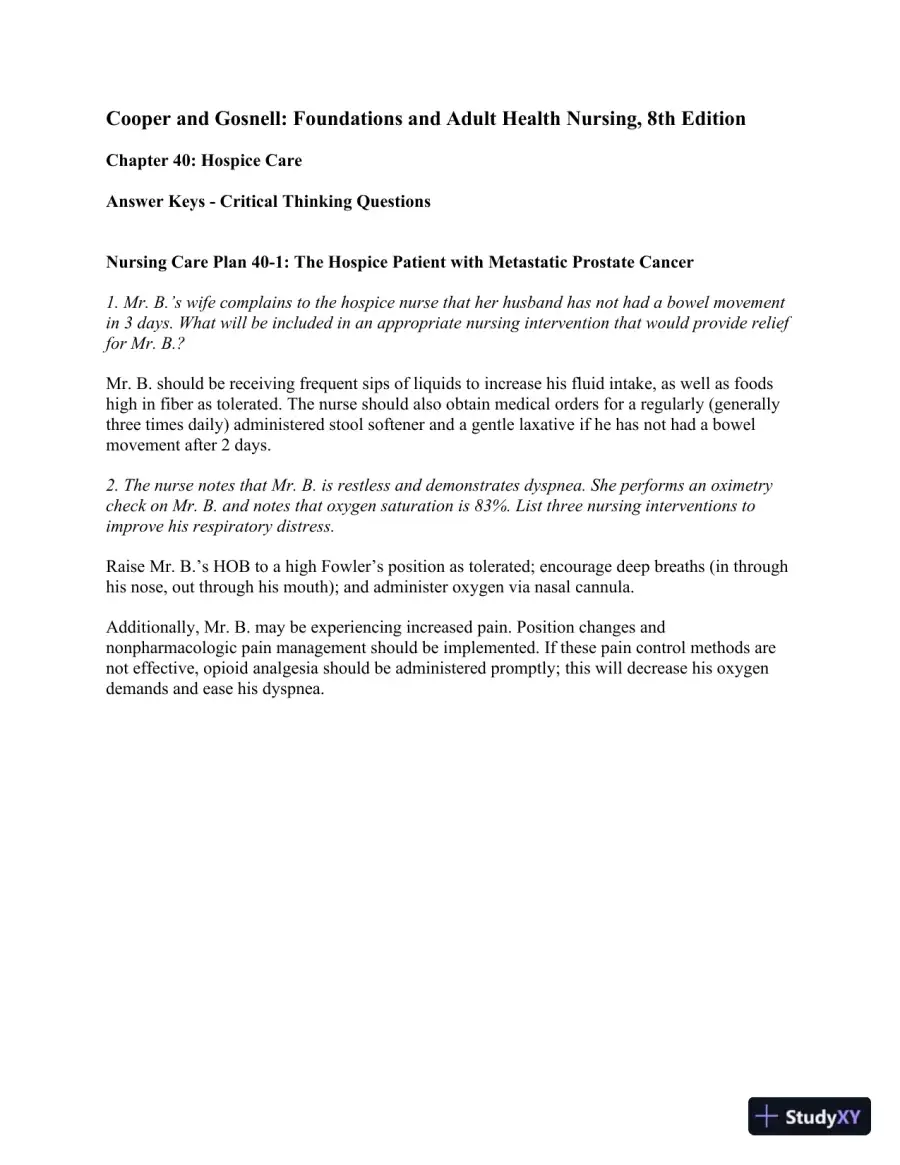 Solution Manual For Foundations and Adult Health Nursing, 8th Edition, page 27