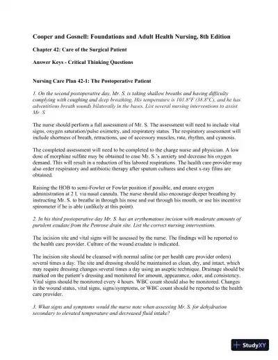 Solution Manual For Foundations and Adult Health Nursing, 8th Edition - Page 28 preview image