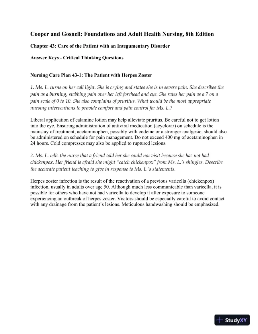 Solution Manual For Foundations and Adult Health Nursing, 8th Edition, page 30