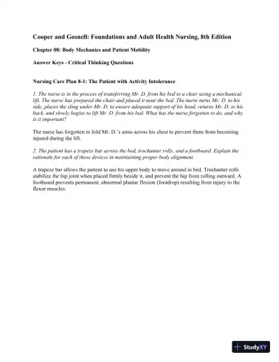 Solution Manual For Foundations and Adult Health Nursing, 8th Edition - Page 4 preview image