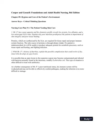 Solution Manual For Foundations and Adult Health Nursing, 8th Edition - Page 5 preview image